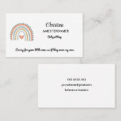 Carte De Visite Joli arc-en-ciel rose bleu Boho Babysitter Carré (Devant / Derrière)