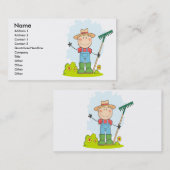 Carte De Visite joli bâton figure garçon jardinier fermier (Devant / Derrière)
