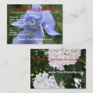 Carte De Visite Joli bleu Iris Mountain Laurel Florals