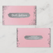 Carte De Visite Joli Blush rose Parties scintillant d'argent glam (Devant / Derrière)