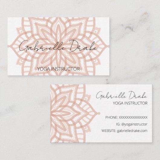 Carte De Visite Joli Boho Orange Mandala Yoga (Devant / Derrière)