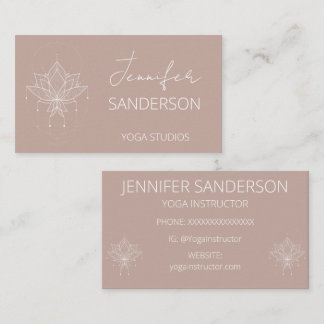 Carte De Visite Joli Boho rose Floral Lotus Yoga Instructeur