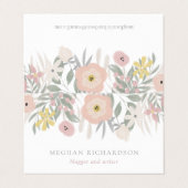 Carte De Visite Joli bouquet de fleurs roses sur blanc (Extérieur déplié)