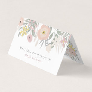 Carte De Visite Joli bouquet de fleurs roses sur blanc