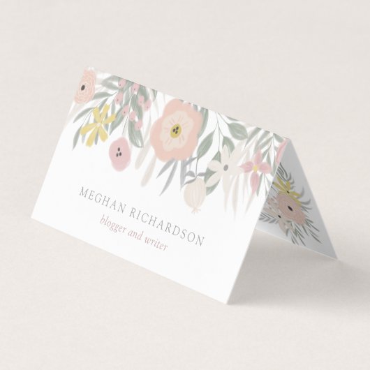 Carte De Visite Joli bouquet de fleurs roses sur blanc (Devant)