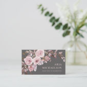 Carte De Visite Joli bouquet floral sur Elegant Grey (Debout devant)