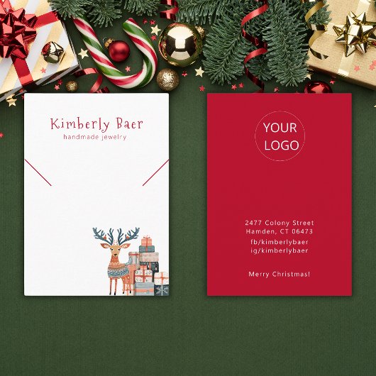 Carte De Visite Joli bracelet en collier rouge blanc Noël