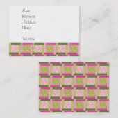 Carte De Visite Joli Carré Patchwork rose Motif Quilt (Devant / Derrière)