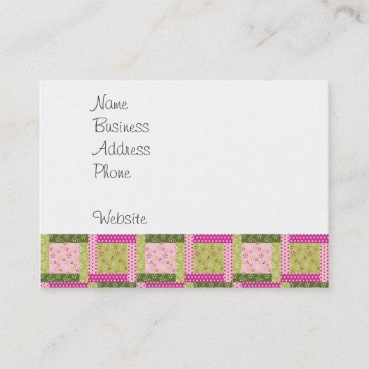 Carte De Visite Joli Carré Patchwork rose Motif Quilt (Devant)