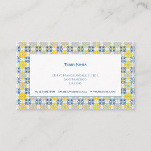Carte De Visite Joli carrelage portugais bleu et jaune