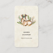 Carte De Visite Joli Cerf Aquarellé Posé En Bas Boho (Devant)
