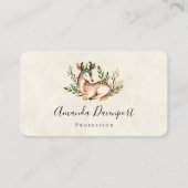 Carte De Visite Joli Cerf Aquarellé Posé En Bas Boho (Devant)