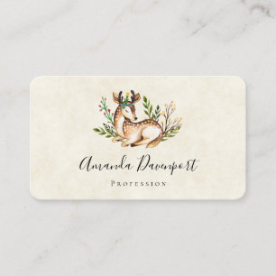 Carte De Visite Joli Cerf Aquarellé Posé En Bas Boho