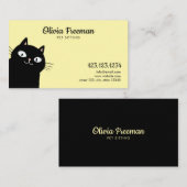Carte De Visite Joli chat noir et jaune Illustration Pièce assise (Devant / Derrière)