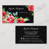 Carte De Visite Joli coiffeur Rouge Poppy Floral Avec Ciseaux (Devant / Derrière)