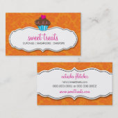 CARTE DE VISITE joli cupcake orange rose (Devant / Derrière)