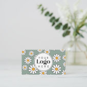 Carte De Visite Joli Daisy Floral Personnalisé Logo QR Code (Debout devant)