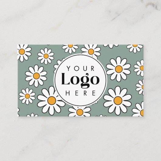 Carte De Visite Joli Daisy Floral Personnalisé Logo QR Code (Devant)