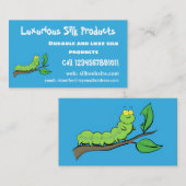 Carte De Visite Joli dessin animé de chenille verte mignonne (Devant / Derrière)