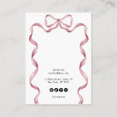 Carte De Visite joli écran d'oreille à ruban rose moderne (Dos)
