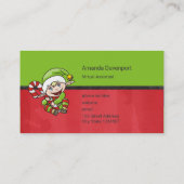 Carte De Visite Joli elfe de Noël avec Sucre de canne (Dos)