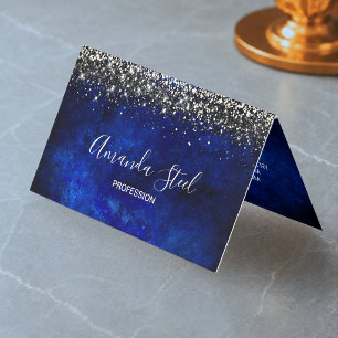 Carte De Visite Joli faux paillettes bleu royal or