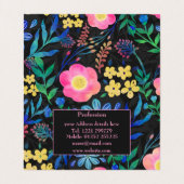 Carte De Visite Joli Fille rose bleu floral gris design (Intérieur déplié)