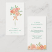 Carte De Visite Joli fleur rose et brille d'or (Devant / Derrière)