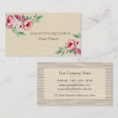 Carte De Visite Joli Floral Rustique Elégant Aquarelle (Devant / Derrière)