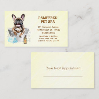 Carte De Visite Joli Français Bulldog Pet Groomer Spa rendez-vous