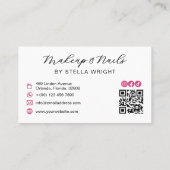 Carte De Visite Joli Fuchsia Rose Pink Bow Beauté QR Code (Dos)