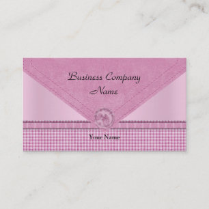 Carte De Visite Joli Gingham Rose Blanc Bouton à carreaux