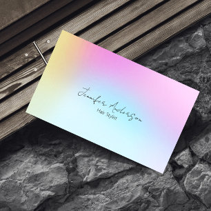 Carte De Visite Joli Holographe Pastel Rainbow Hair Styliste