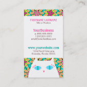 Carte De Visite Joli Kitty blanc et floral (Dos)