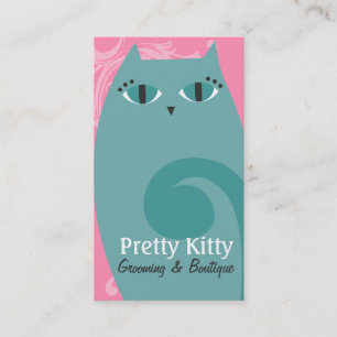 Carte De Visite Joli Kitty bleu et rose