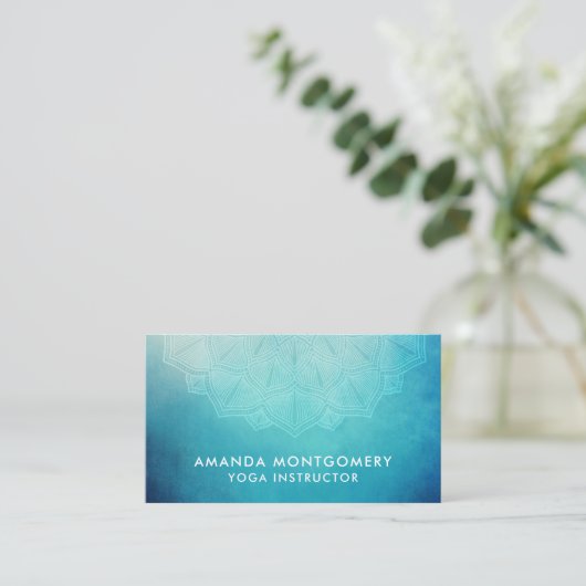 Carte De Visite Joli Mandala bleu Abstrait (Debout devant)