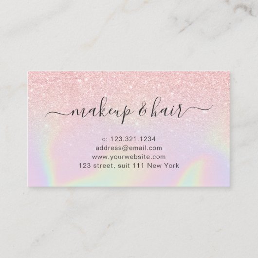 Carte De Visite Joli maquillage holographique élégant et moderne (Dos)