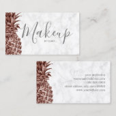 Carte De Visite Joli maquilleur rose moderne d'ananas d'or (Devant / Derrière)