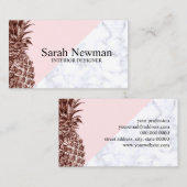 Carte De Visite Joli marbre rose élégant de blanc d'ananas d'or (Devant / Derrière)