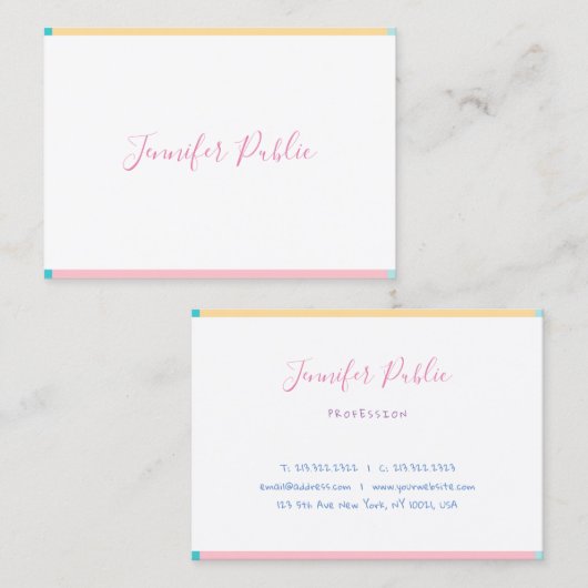 Carte De Visite Joli moderne nom manuscrit simple Modèle (Devant / Derrière)