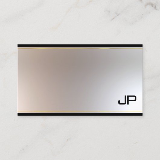 Carte De Visite Joli Monogramme Glamor Or Argent Chic Plaque (Devant)