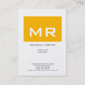 Carte De Visite Joli Monogramme jaune blanc perle Premium (Devant)