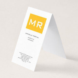 Carte De Visite Joli Monogramme jaune blanc perle Premium
