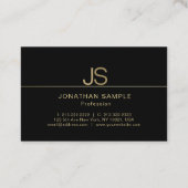 Carte De Visite Joli Monogramme Moderne Elégant Noir Or Luxe (Dos)
