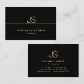 Carte De Visite Joli Monogramme Moderne Elégant Noir Or Luxe (Devant / Derrière)