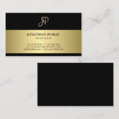 Carte De Visite Joli Monogramme Noir Et Or Plain Moderne (Devant / Derrière)