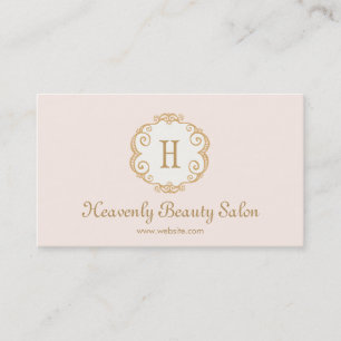 Carte De Visite Joli Monogramme rose Beauté Salon Cosmetologie 2