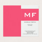 Carte De Visite Joli Monogramme rose blanc blanc gris Premium (Extérieur déplié)