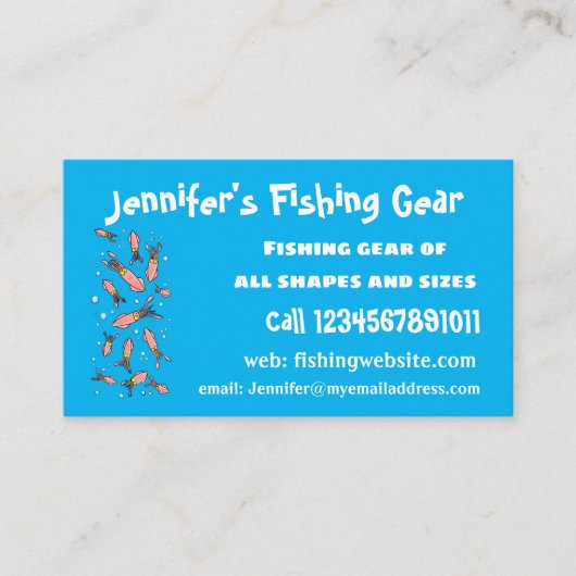 Carte De Visite Joli motif caricature de calmar rose (Devant)