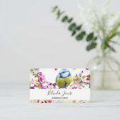 Carte De Visite Joli oiseau bleu et jaune sur une branche Photogra (Debout devant)